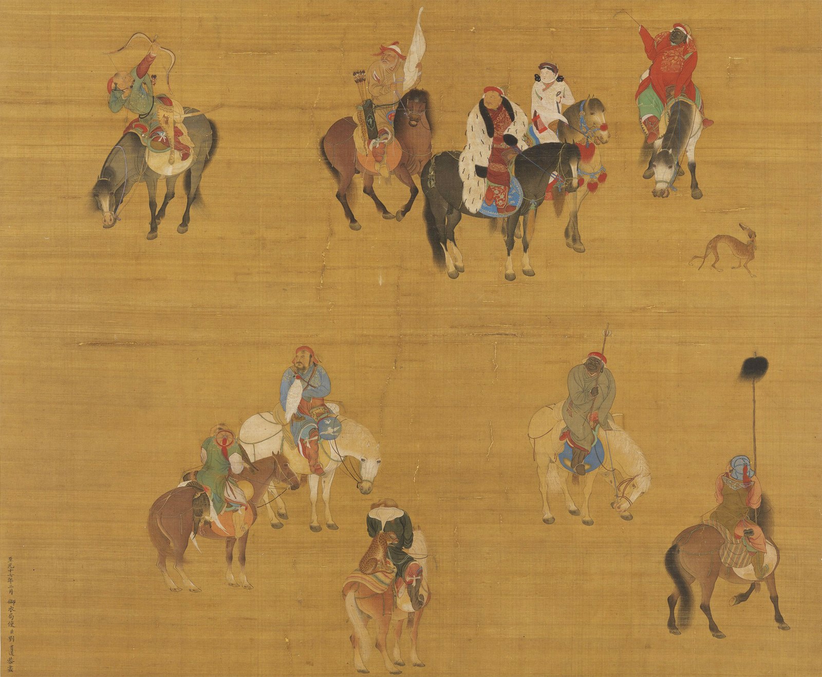 Silkemaleri af Kublai Khan og hans følge på jagt